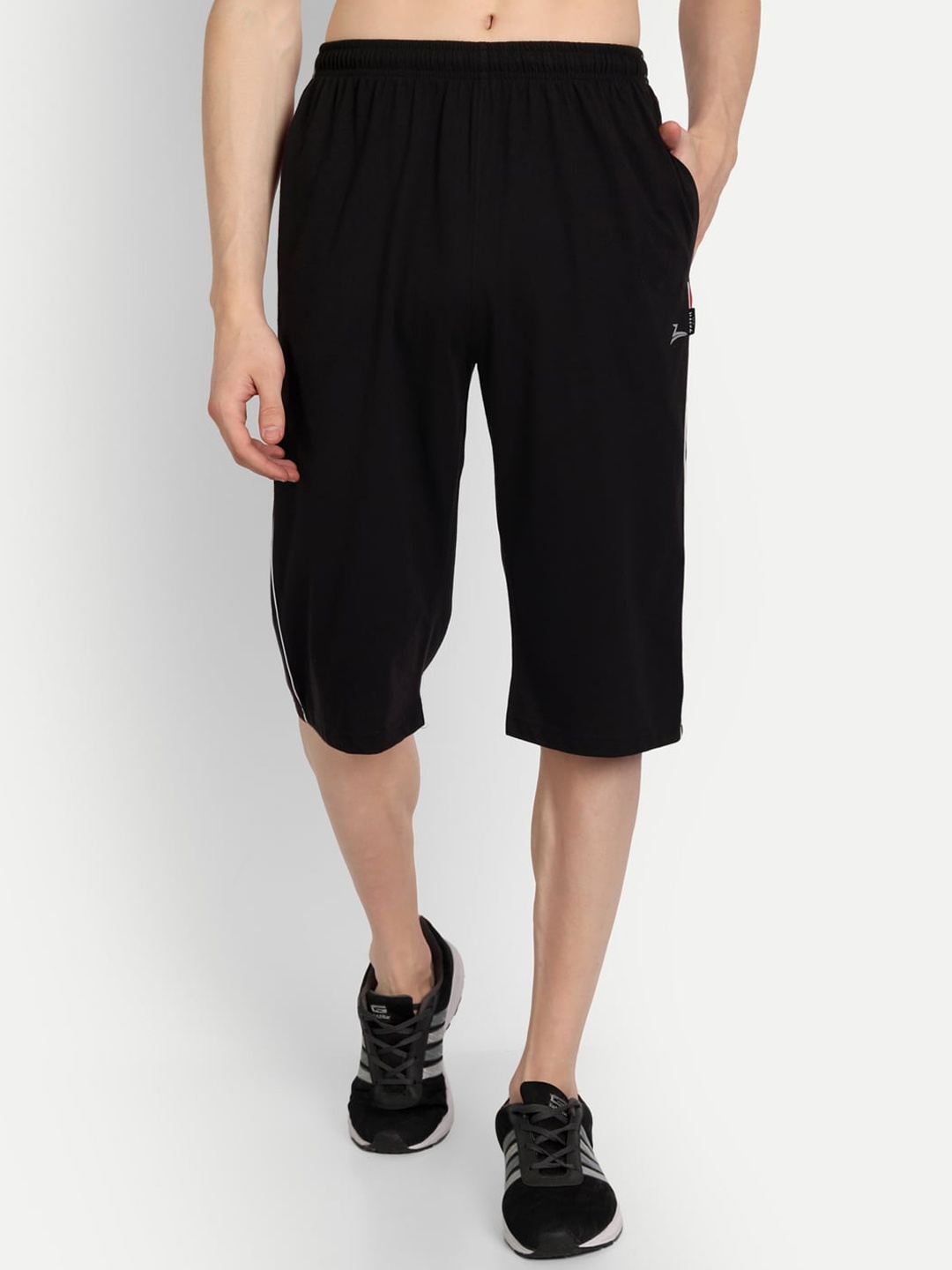 ZEFFIT Men Mid-Rise Cotton Outdoor Sports Shorts, Black