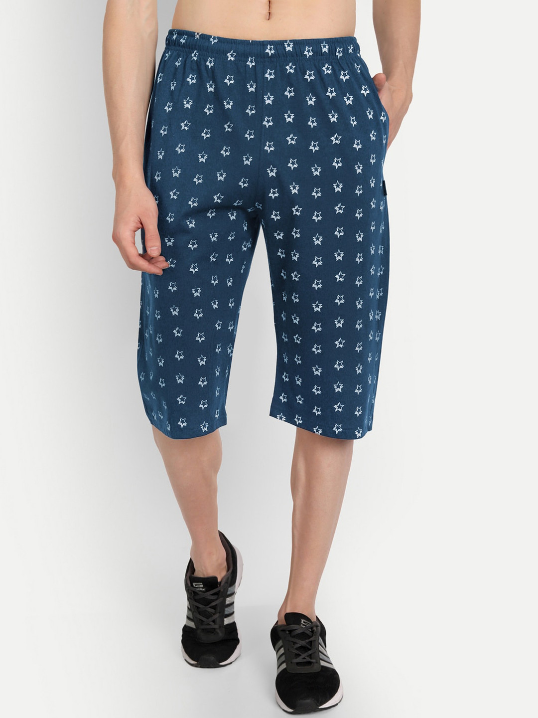 

ZEFFIT Men Mid-Rise Printed Cotton Outdoor Shorts, Blue