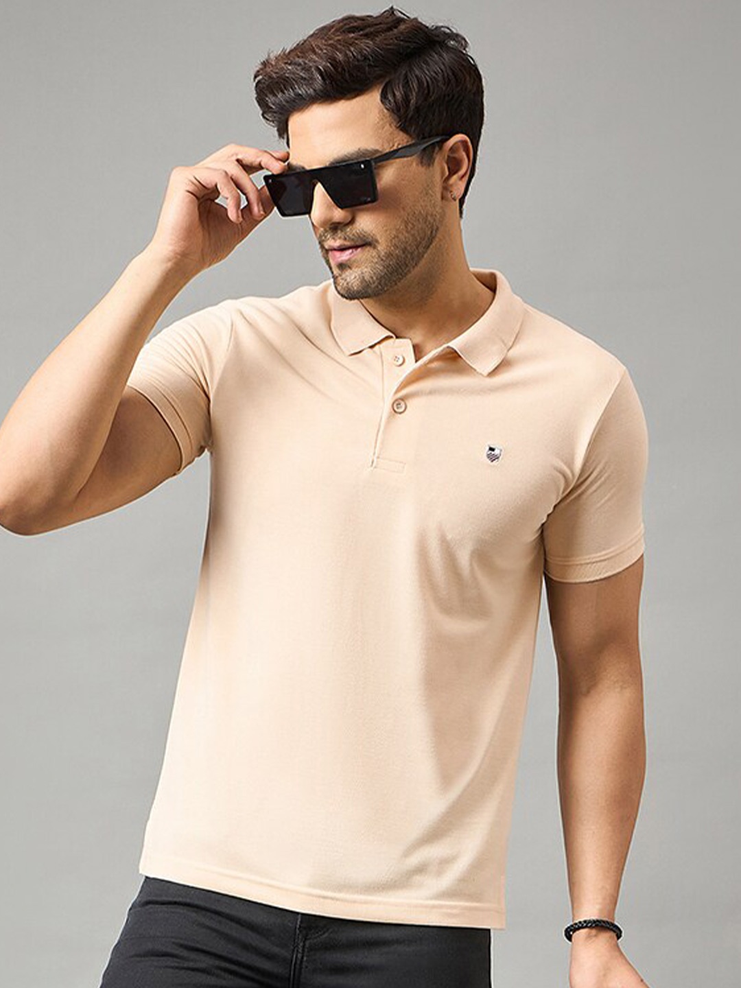 

Zigo Polo Collar Cotton T-shirt, Beige