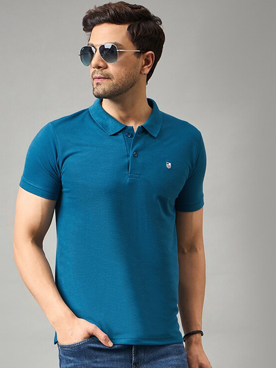 

Zigo Polo Collar Cotton T-shirt, Teal