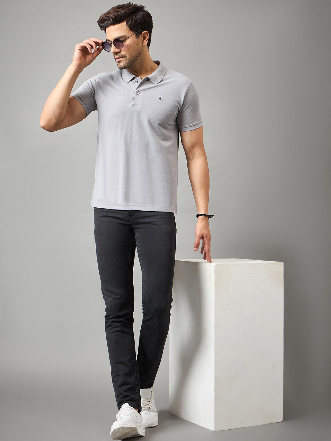 

Zigo Polo Collar Cotton T-shirt, Grey