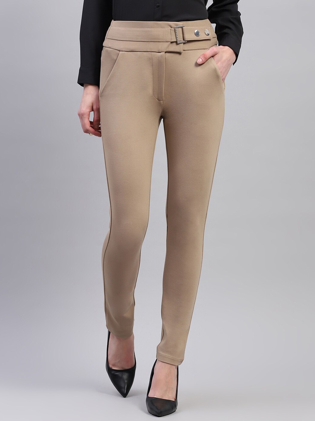 

Monte Carlo Women Mid-Rise Jeggings, Beige