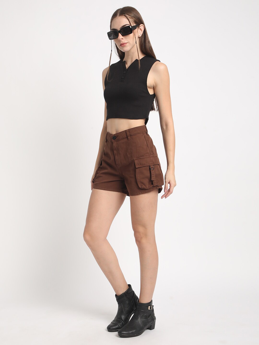 

Bene Kleed Sleeveless Ribbed Fitted Crop Top, Black