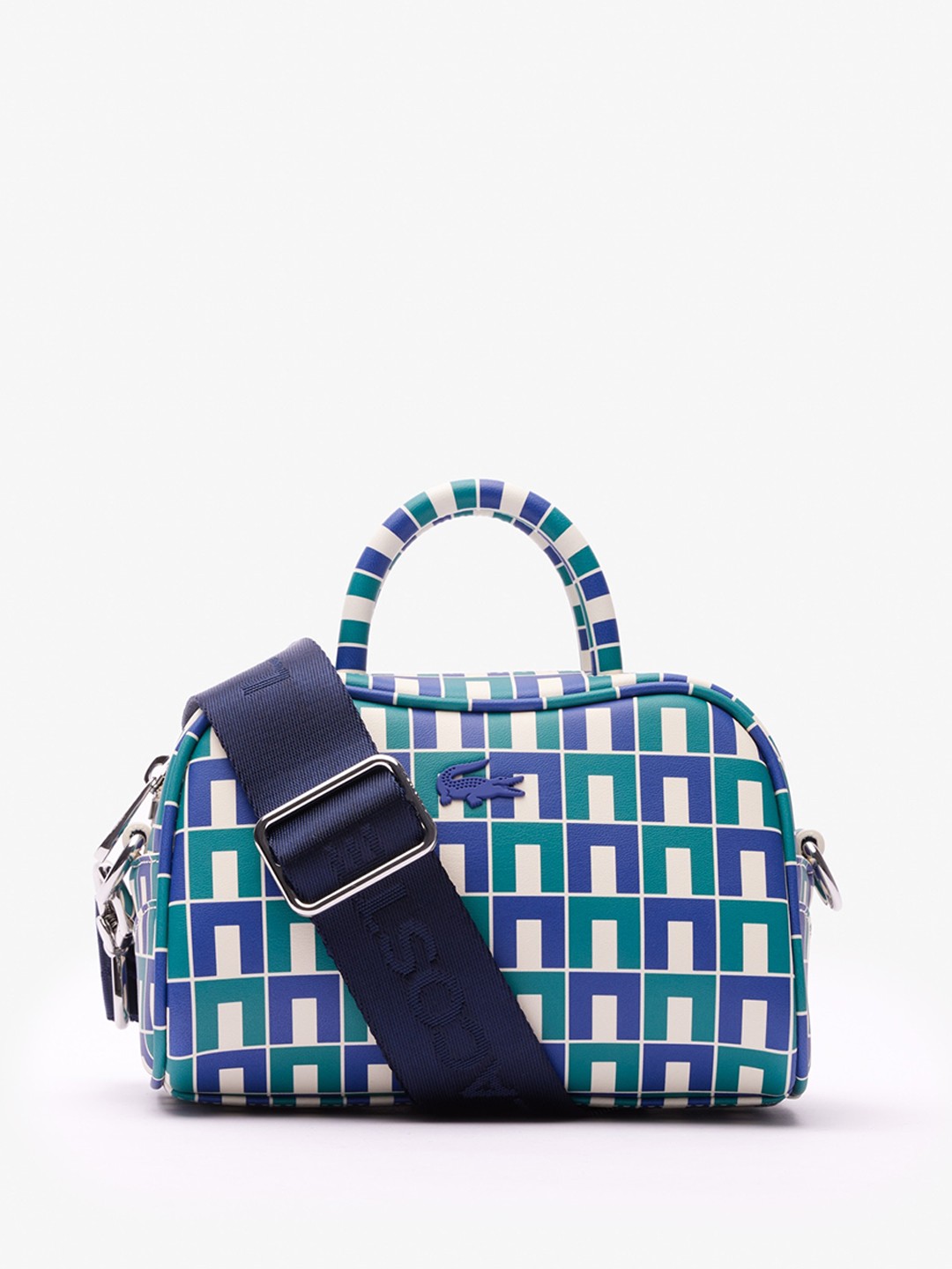 

Lacoste Geometric Printed Structured Handheld Bag, Blue