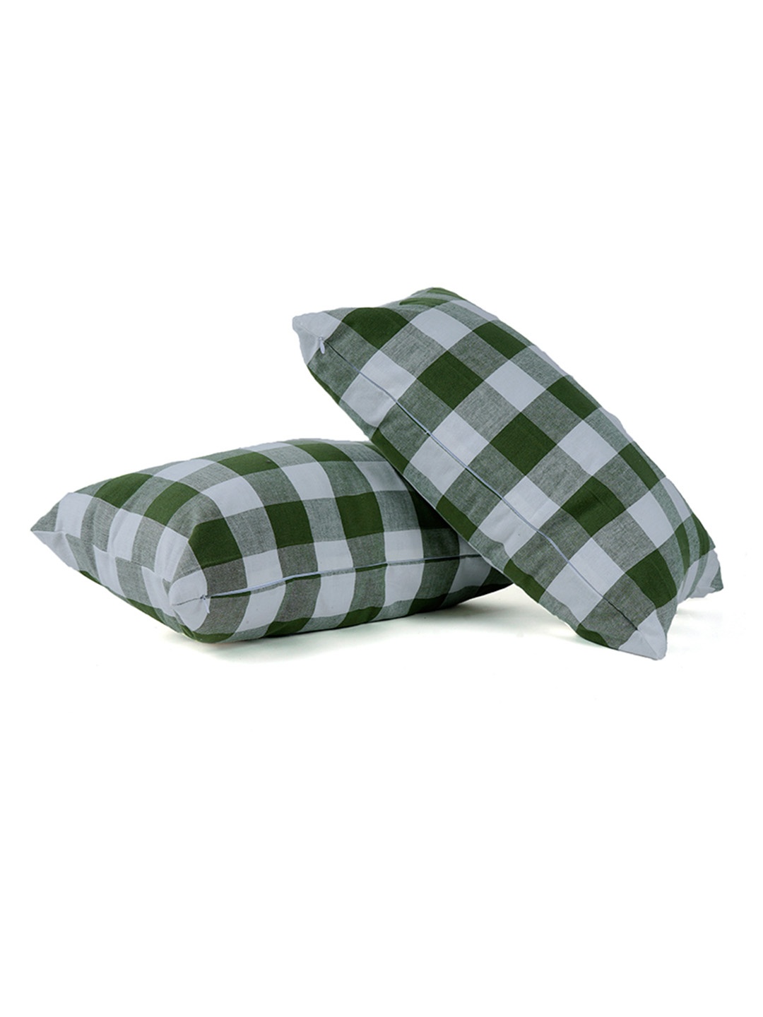 

SKANDA FAB Green & Black 2 Pieces Checked Cotton Sofa Cushions
