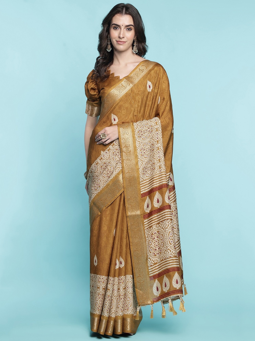 

Mitera Mustard Ethnic Woven Design Art Silk Saree