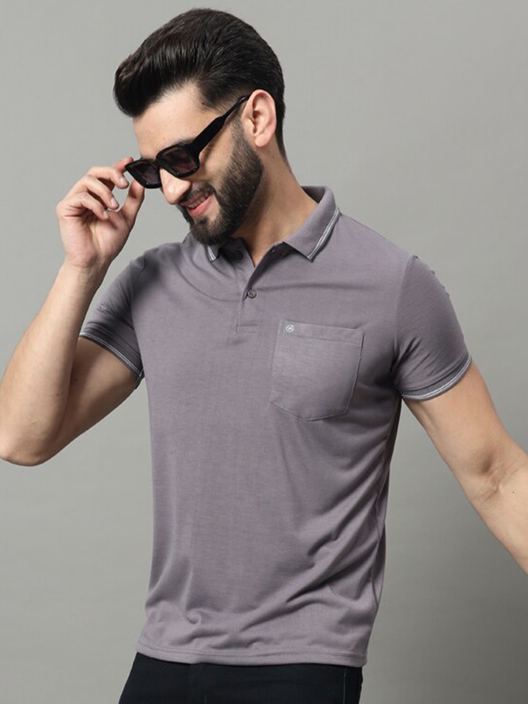 

OGEN Polo Collar Cotton Casual T-shirt, Lavender