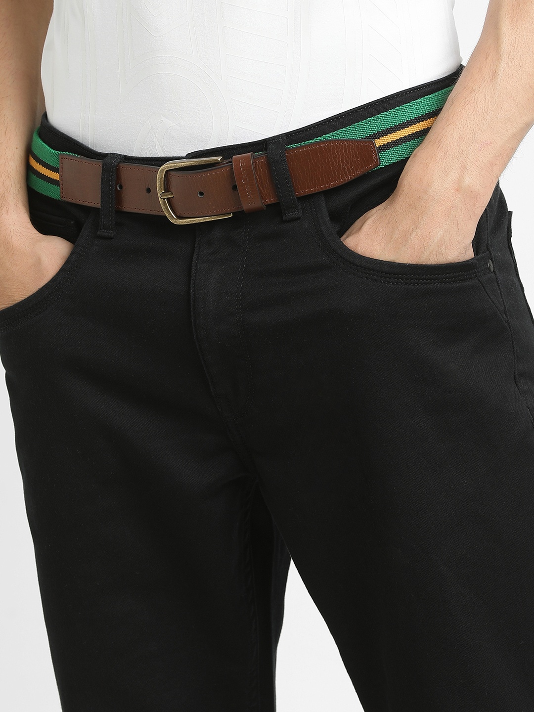 

SIMON CARTER LONDON Men Braided Leather Belt, Green