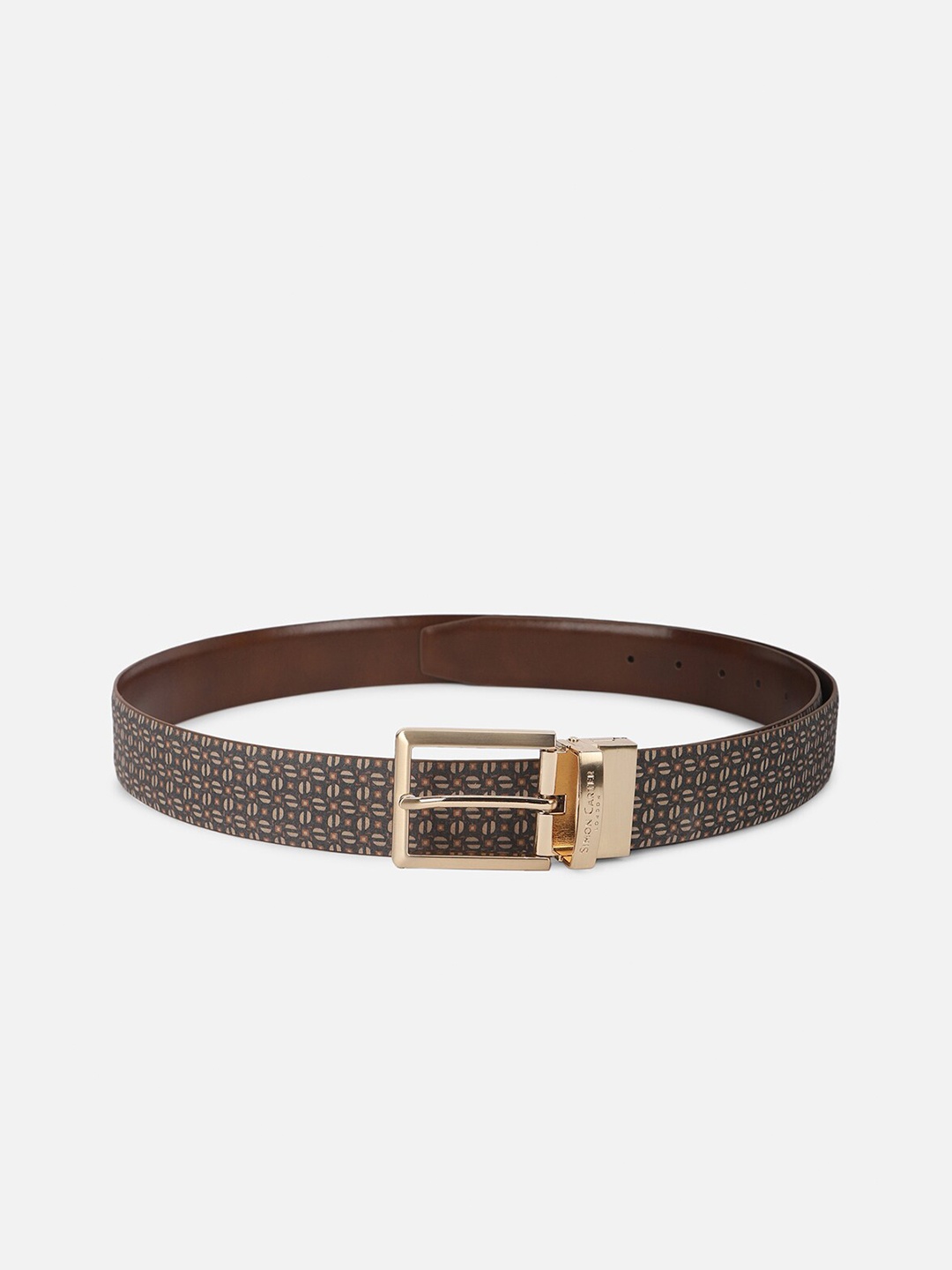 

SIMON CARTER LONDON Men Printed Leather Belt, Brown