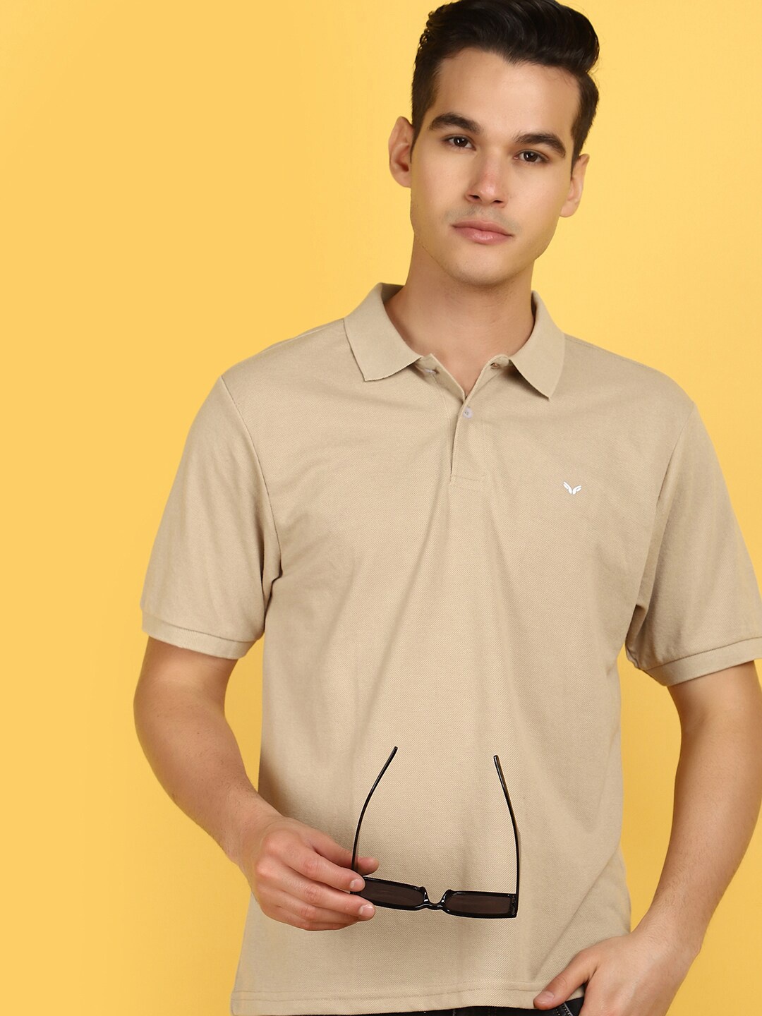 

V-Mart Polo Collar Short Sleeves Cotton T-shirt, Beige