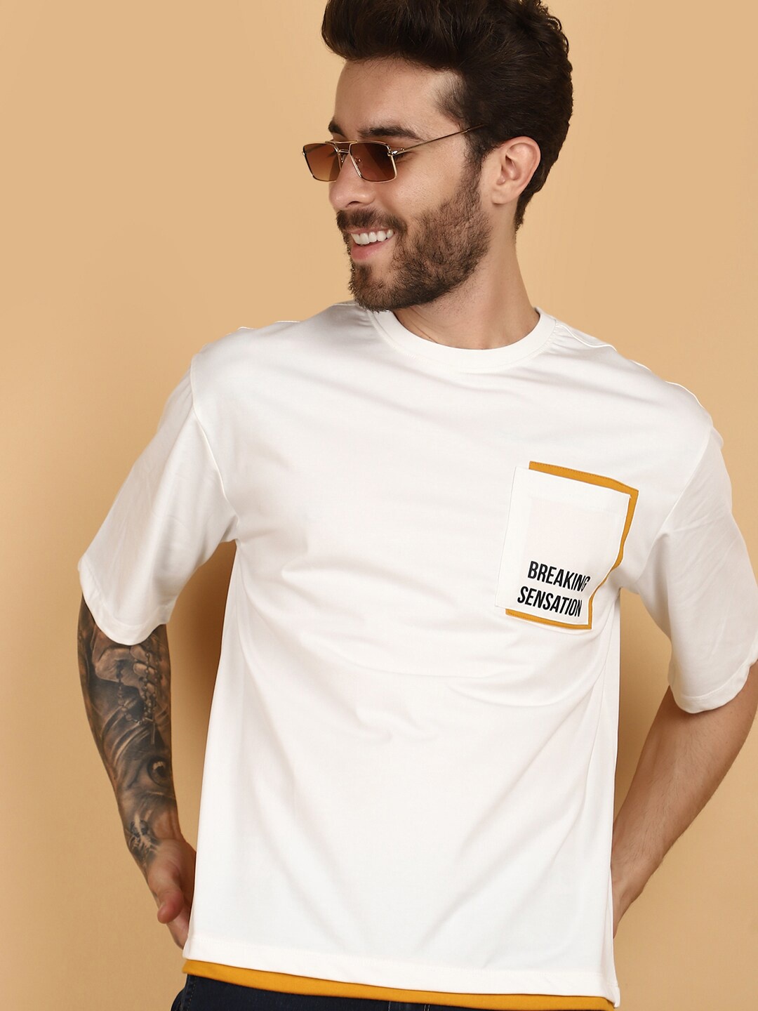 

V-Mart Printed Round Neck Terry Cotton T-shirt, White