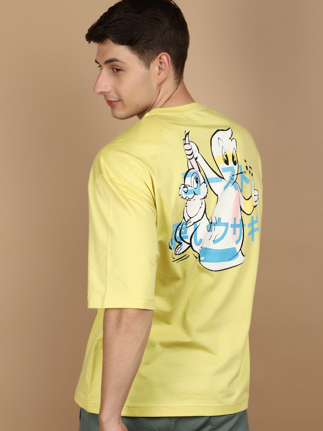 V-Mart Graphic Printed Round Neck Cotton T-shirt, Yellow