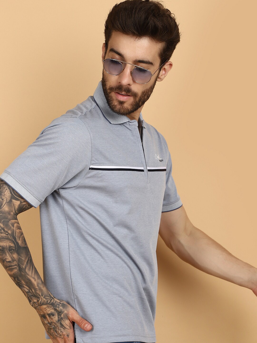 

V-Mart Polo Collar Short Sleeves Cotton T-shirt, Blue