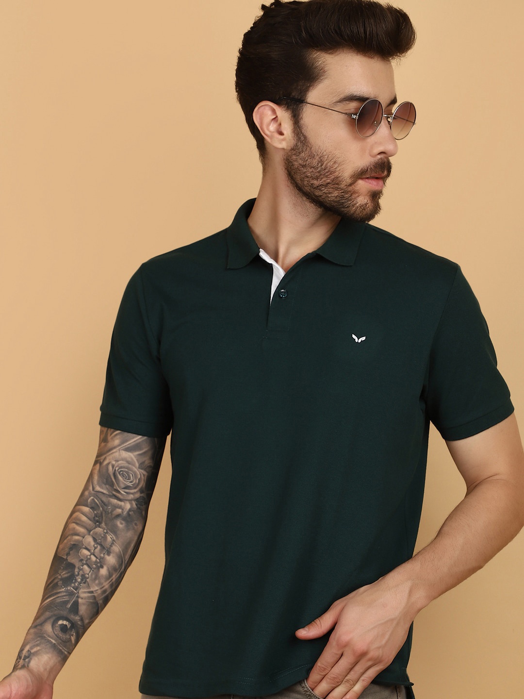 

V-Mart Polo Collar Short Sleeves Cotton T-shirt, Green