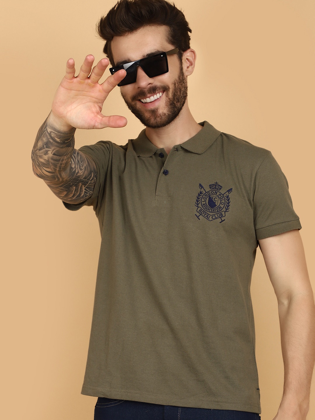 

V-Mart Polo Collar Cotton T-Shirt, Green