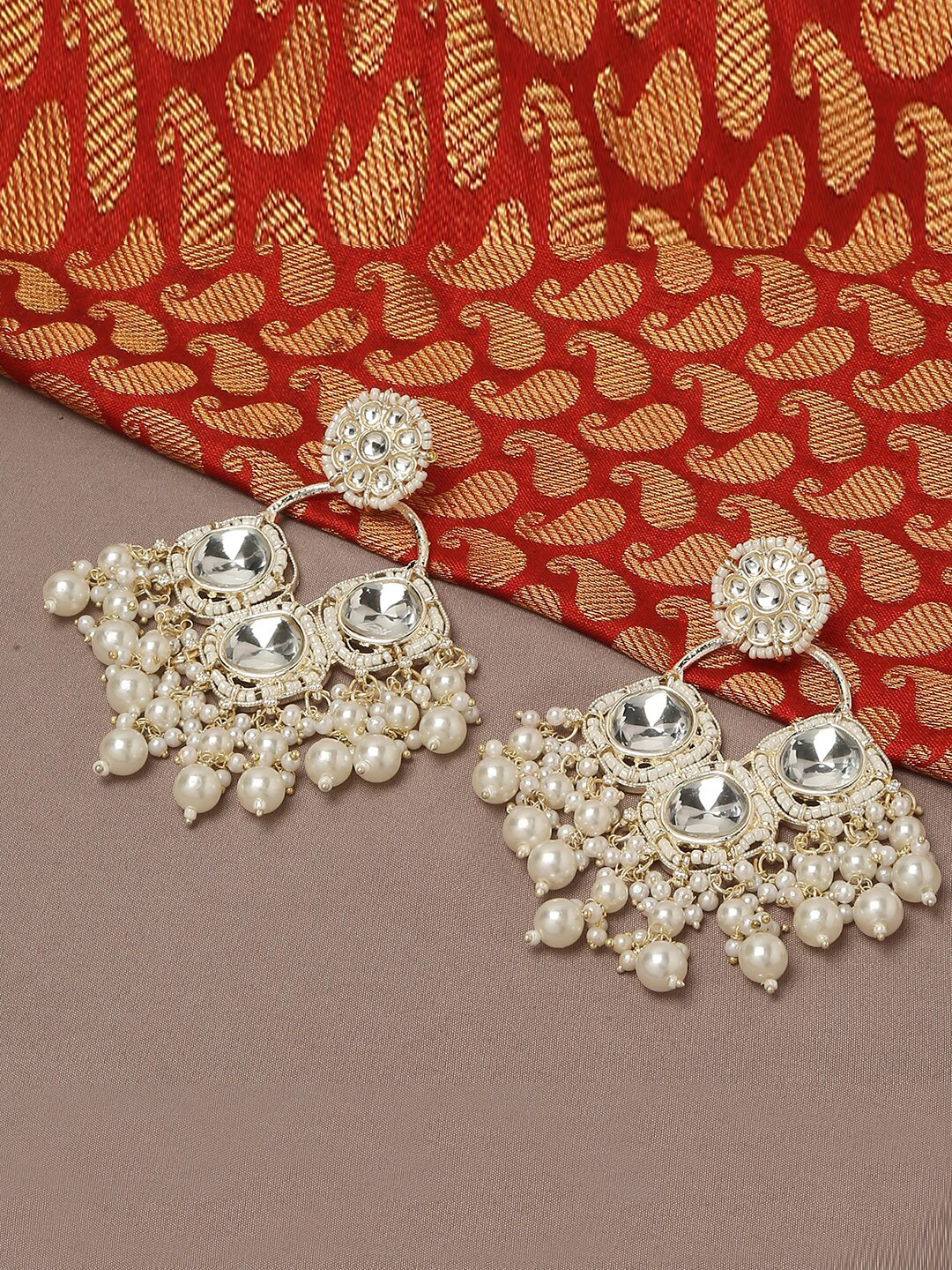 

VATSALYA creation Gold-Plated Contemporary Chandbalis