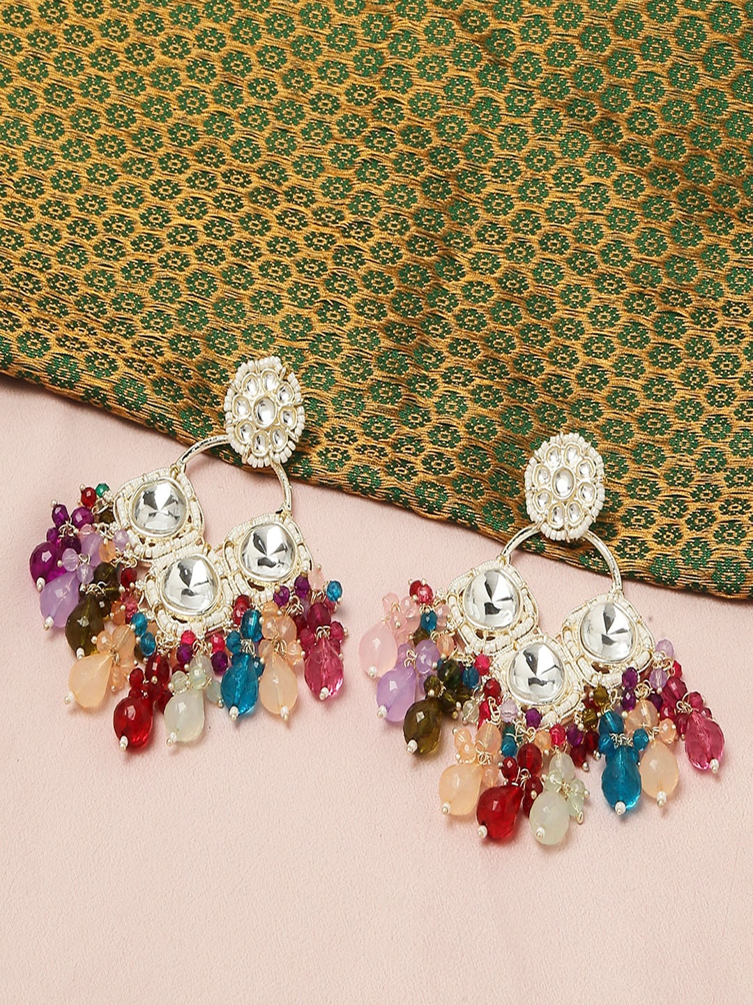 

VATSALYA creation Gold-Plated Leaf Shaped Drop Earrings