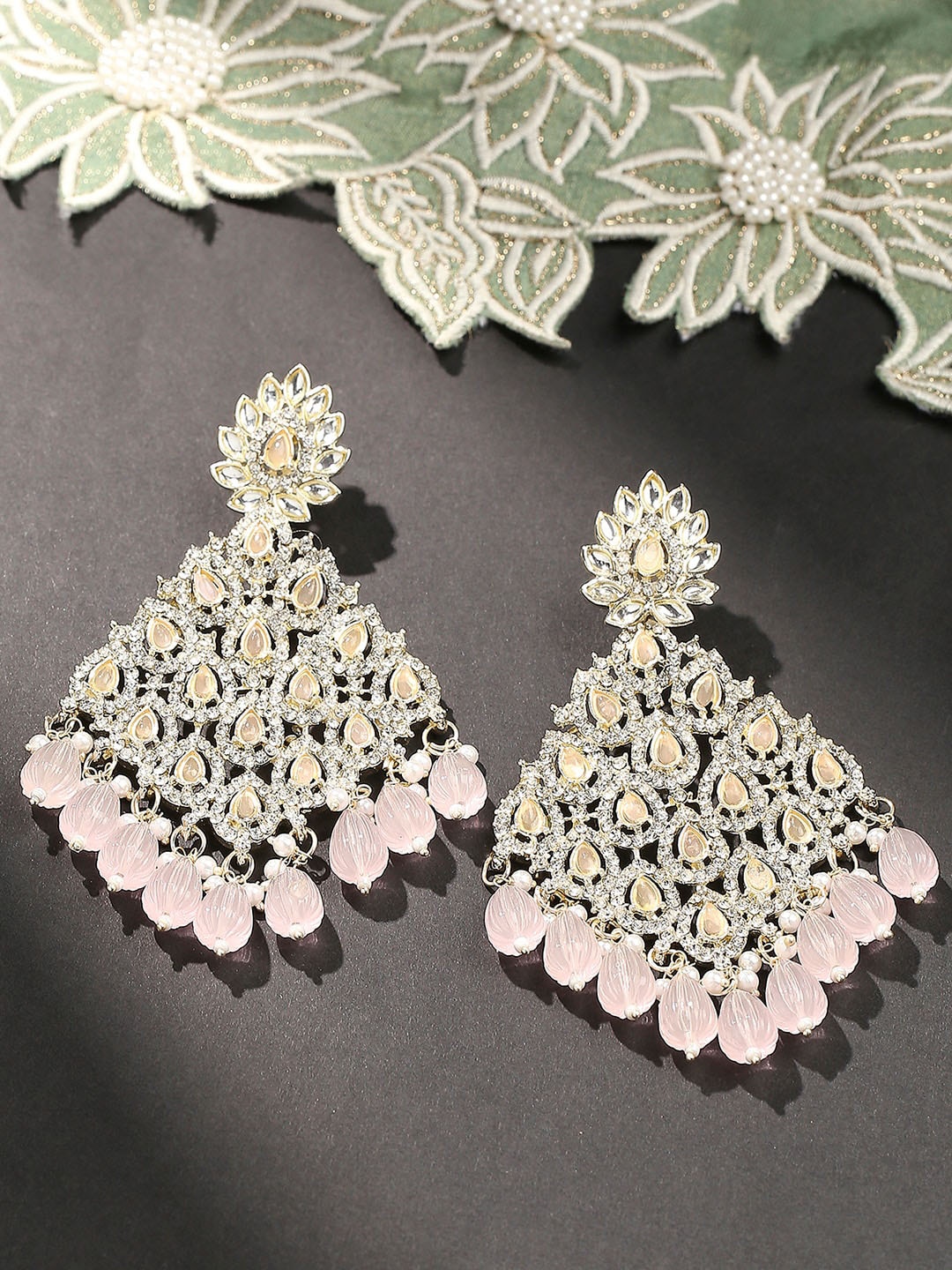 

VATSALYA creation Gold-Plated Contemporary Chandbalis