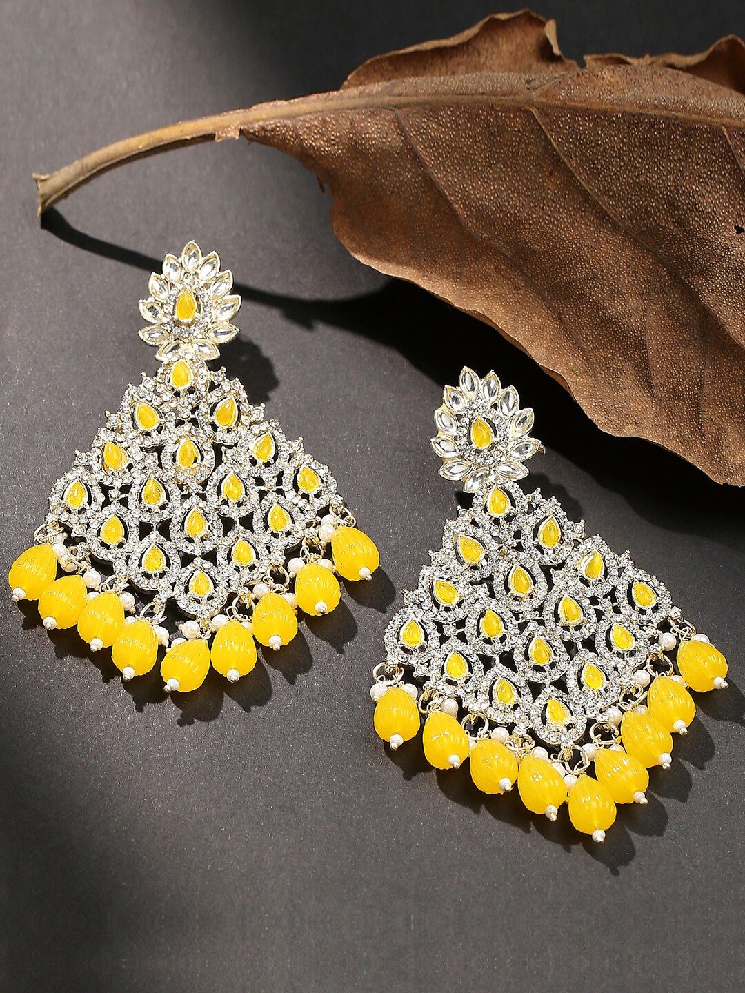 

VATSALYA creation Gold-Plated Contemporary Drop Earrings