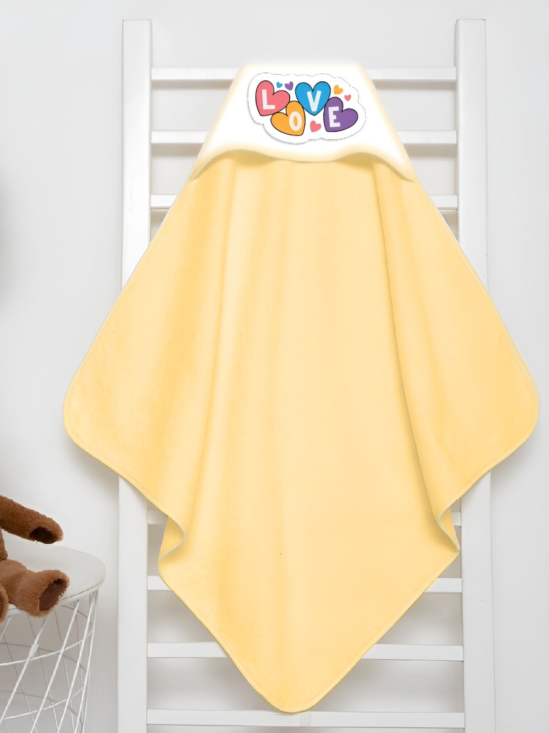 

Babywish Peach-Coloured & White Printed Cotton 225 GSM Bath Towel