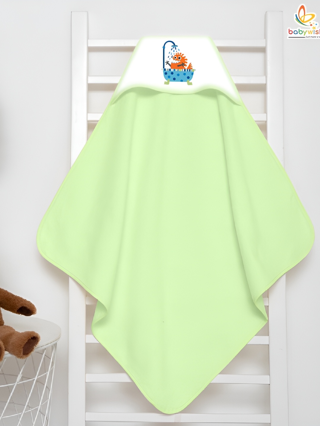 

Babywish Sea Green & White Printed Cotton 225 GSM Bath Towel