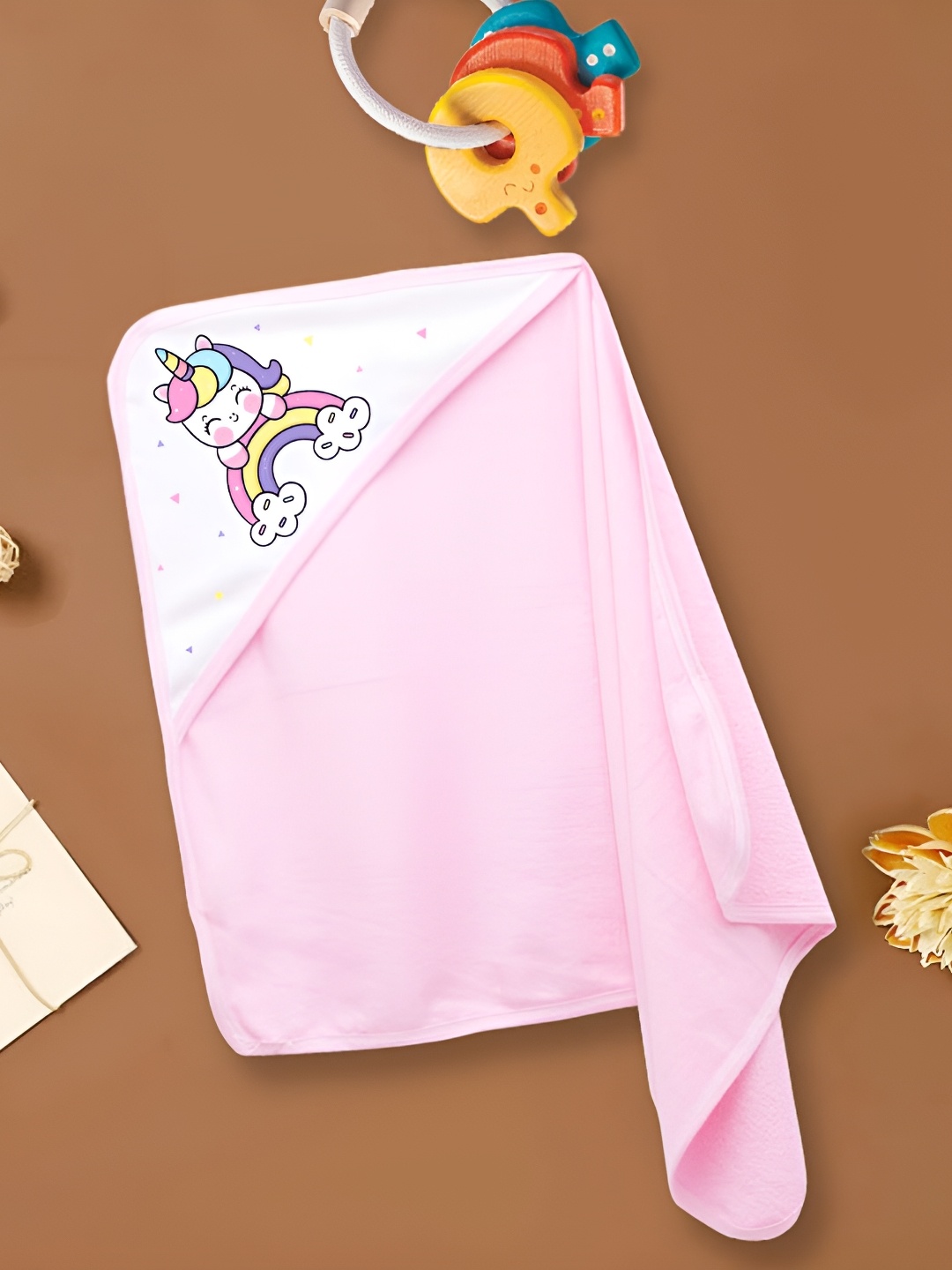 

Babywish Pink & White Printed Cotton 225 GSM Bath Towel