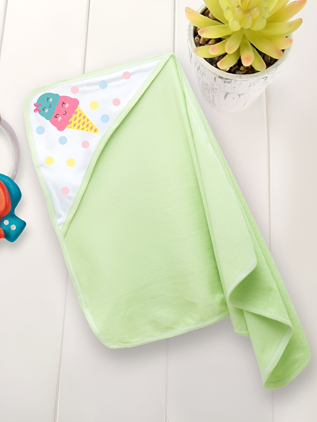 

Babywish Sea Green & White Printed Cotton 225 GSM Bath Towel