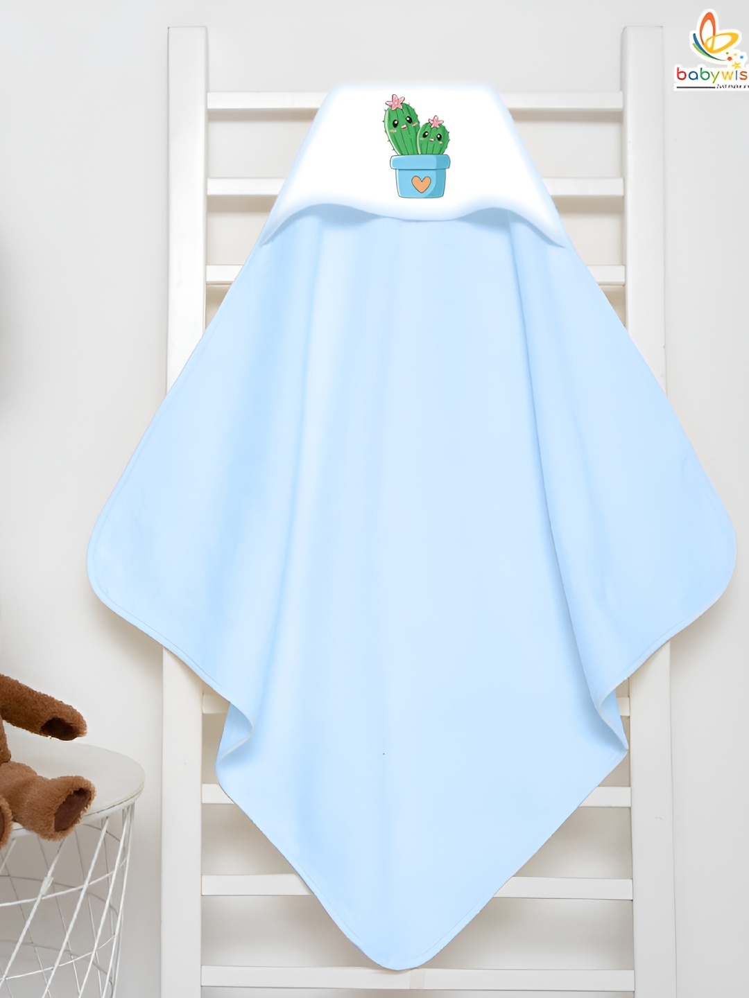 

Babywish Navy Blue & White Printed Cotton 225 GSM Bath Towel