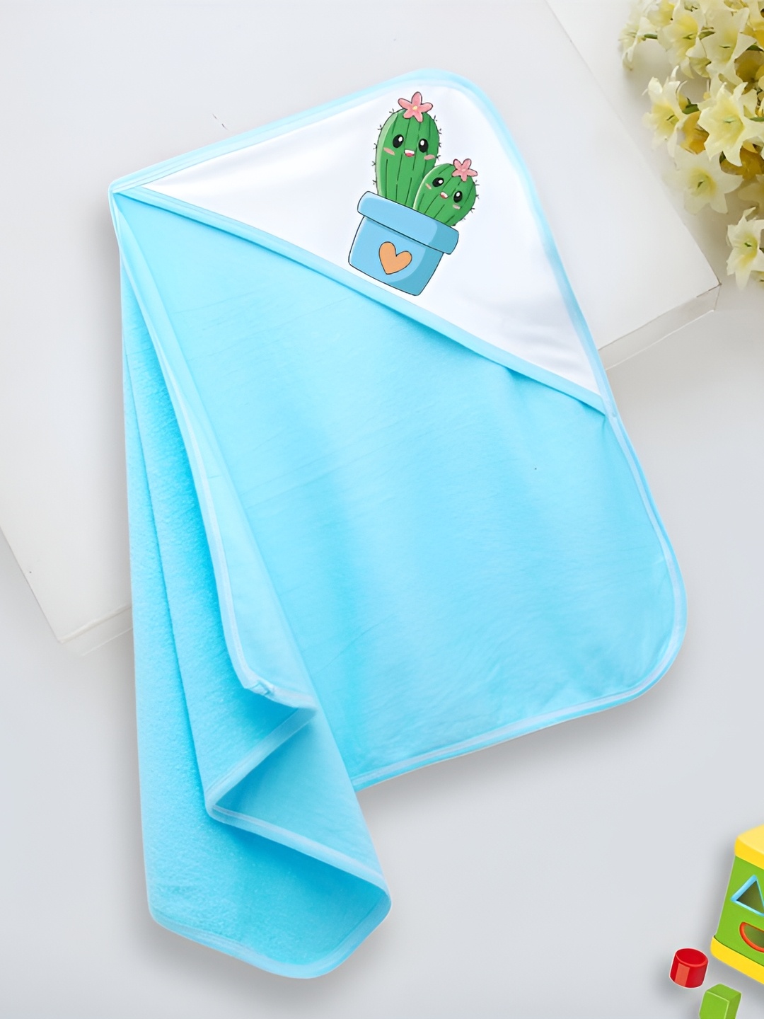 

Babywish Blue & White Printed Cotton 225 GSM Bath Towel