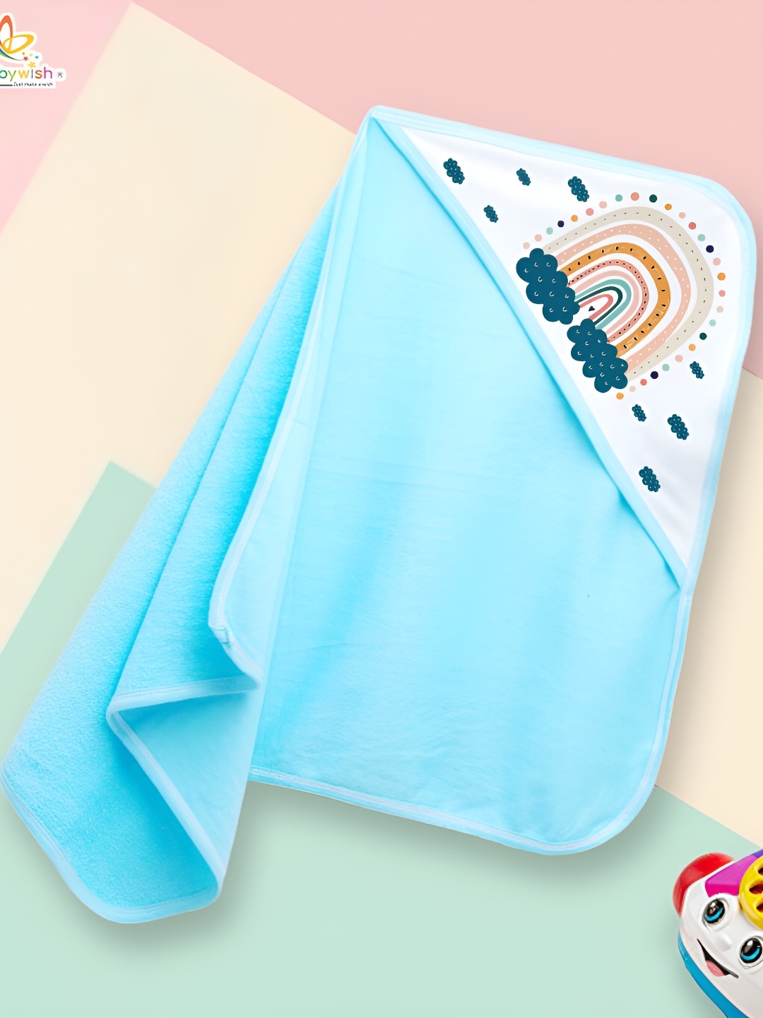 

Babywish Blue & White Printed Cotton 225 GSM Bath Towel