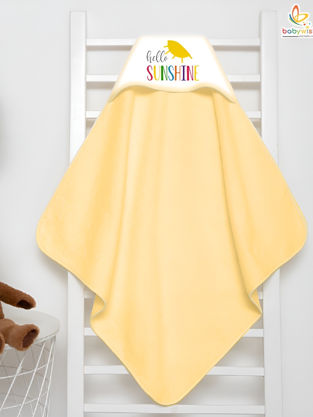 

Babywish Peach-Coloured & White Printed Cotton 225 GSM Bath Towel
