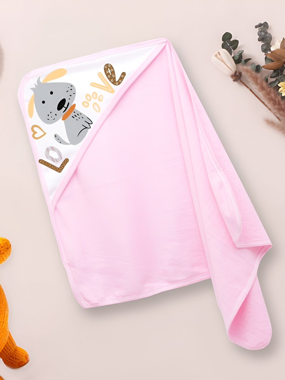 

Babywish Pink & White Printed Cotton 225 GSM Bath Towel
