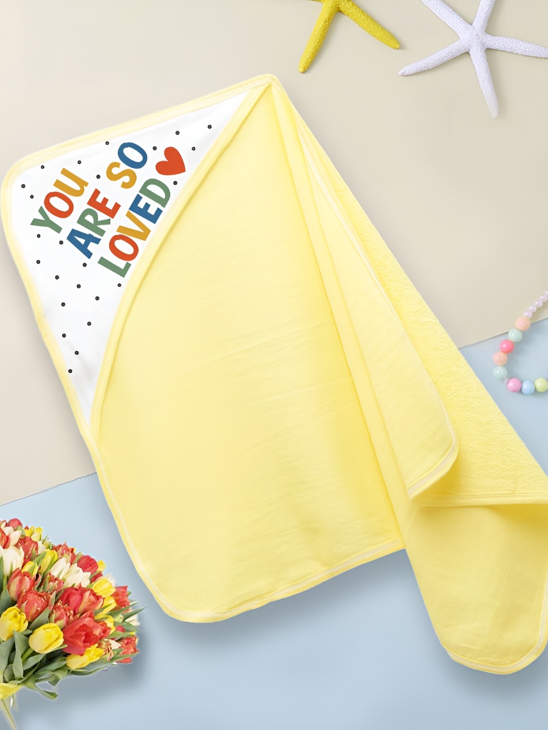 

Babywish Yellow & White Printed Cotton 225 GSM Bath Towel
