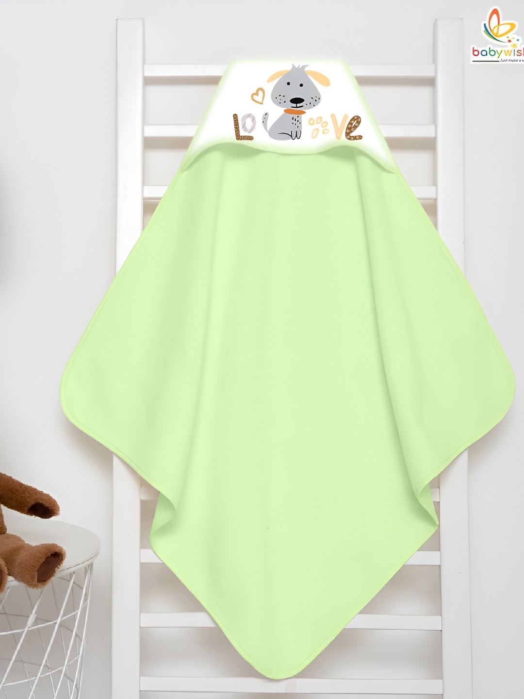 

Babywish Sea Green & White Printed Cotton 225 GSM Bath Towel