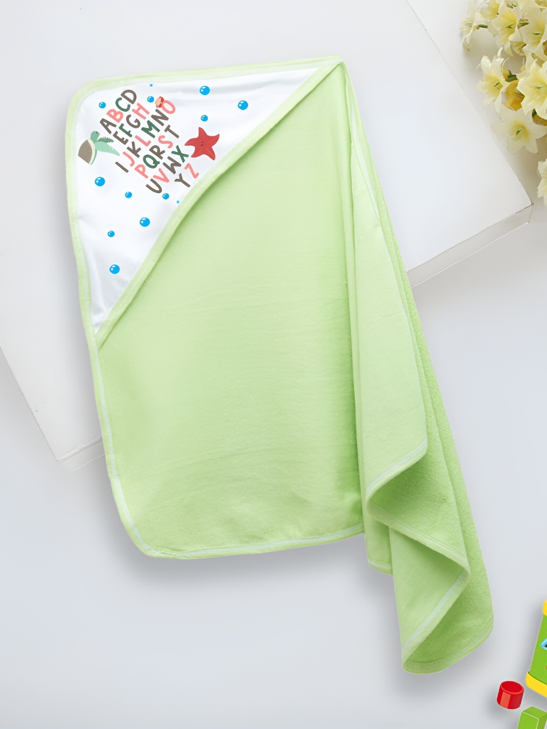 

Babywish Sea Green & White Printed Cotton 225 GSM Bath Towel