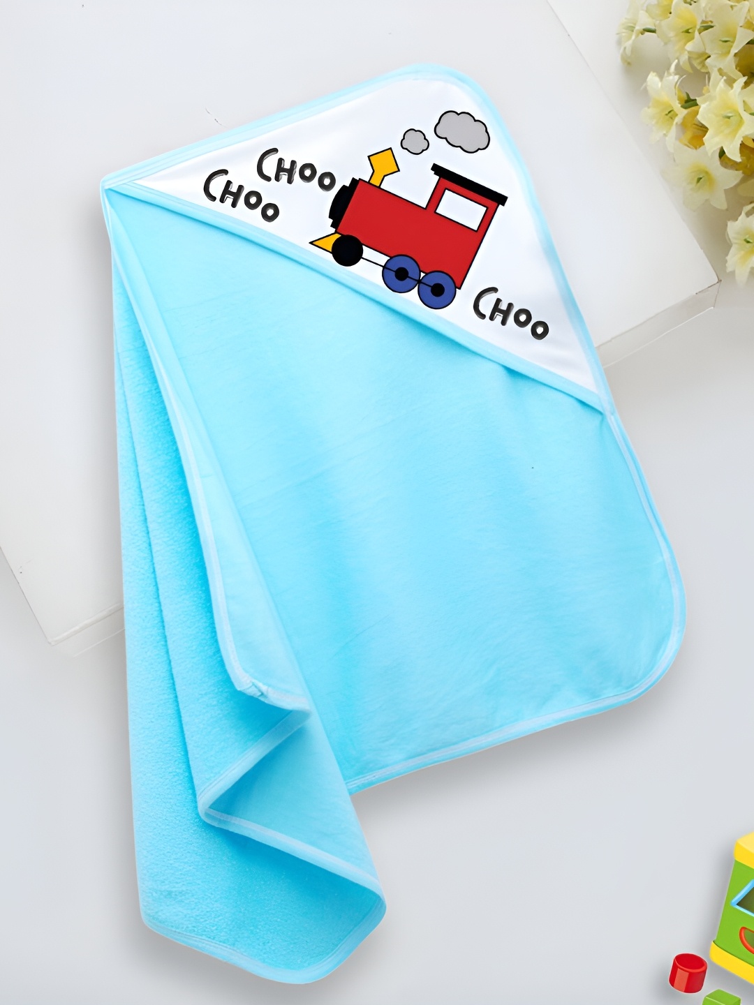 

Babywish Blue & White Printed Cotton 225 GSM Bath Towel