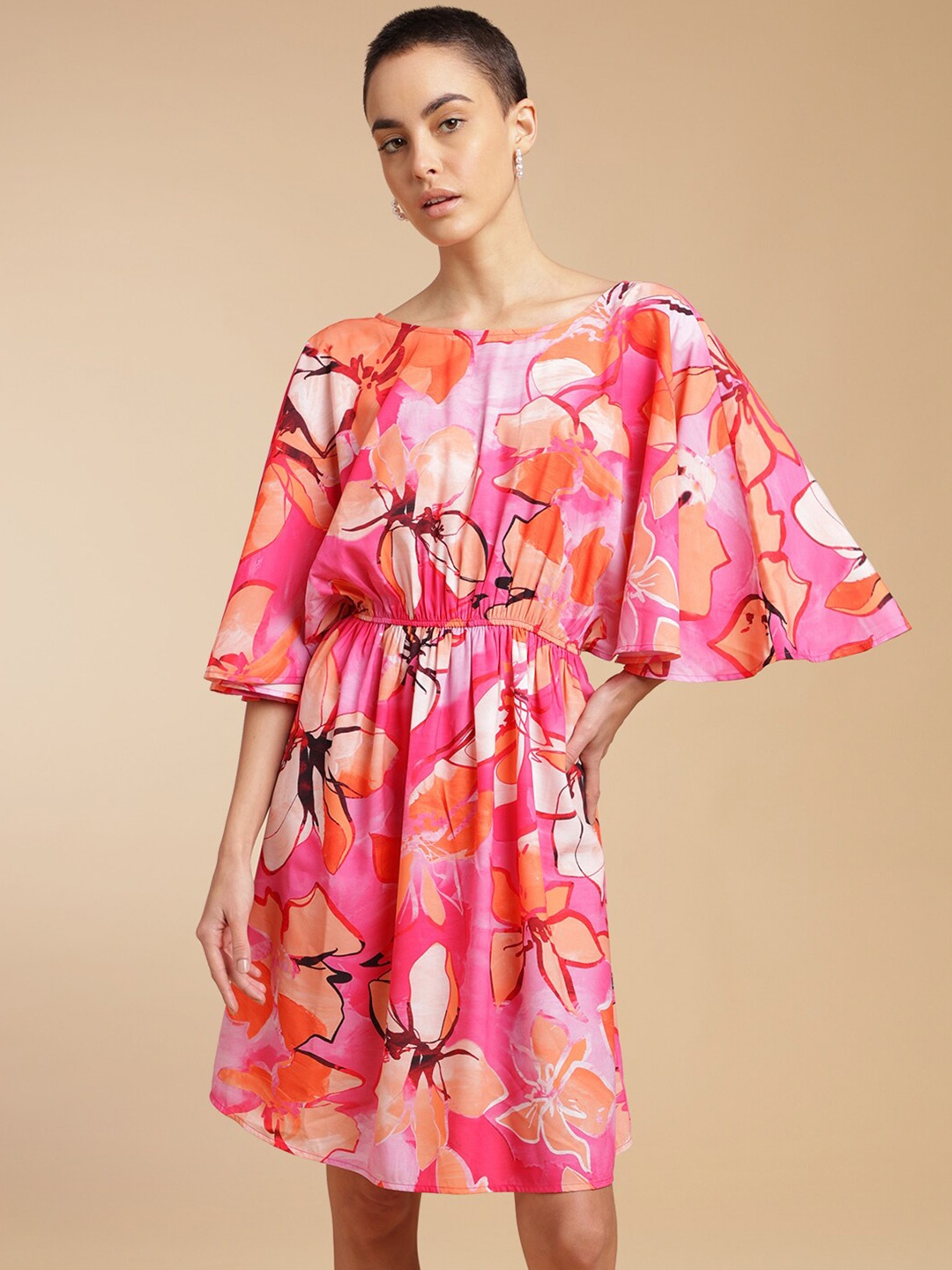 

H&M Open Back Printed Dress, Pink
