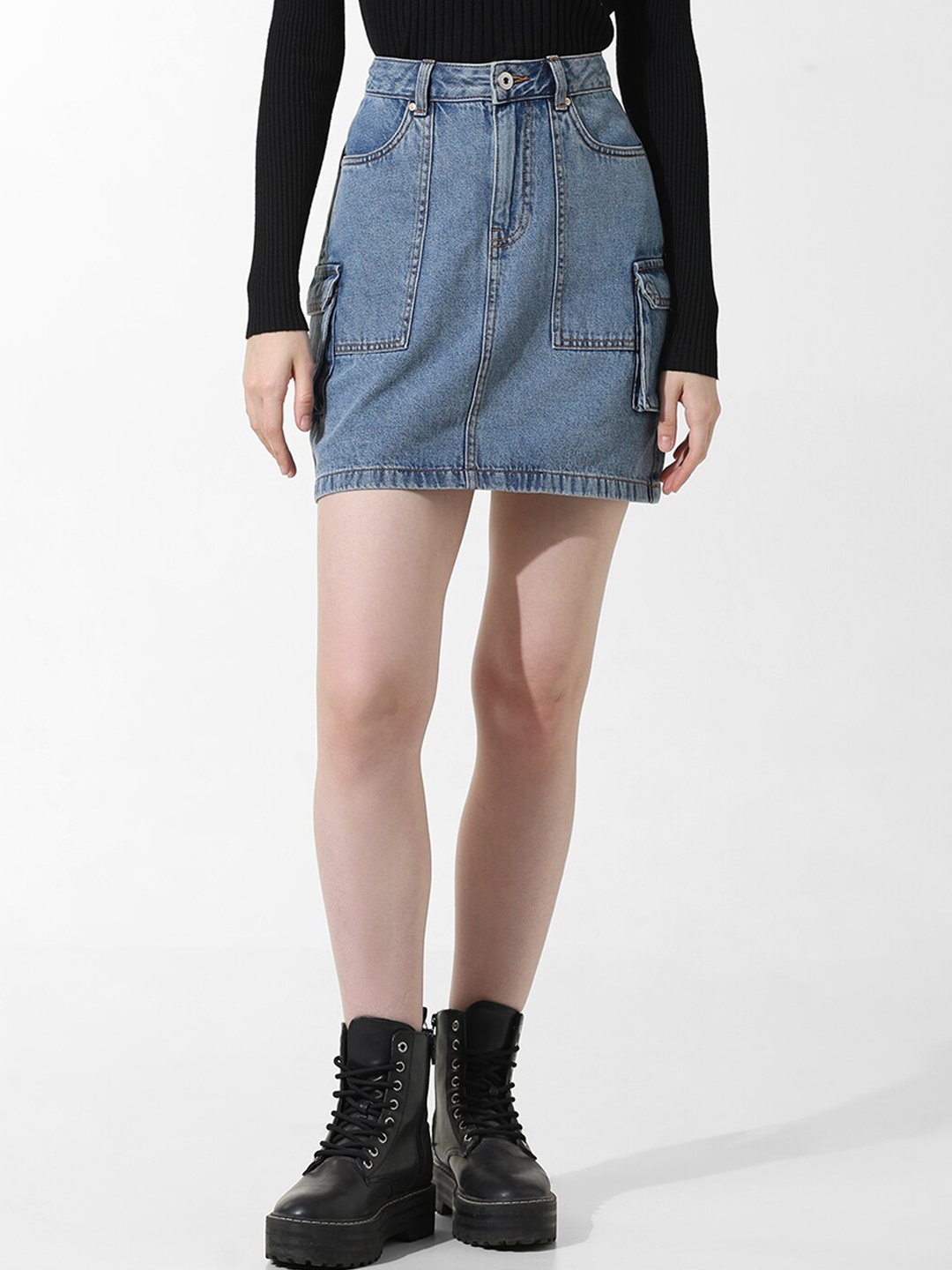 

ONLY Onlrico Denim Straight Mini Skirt, Blue