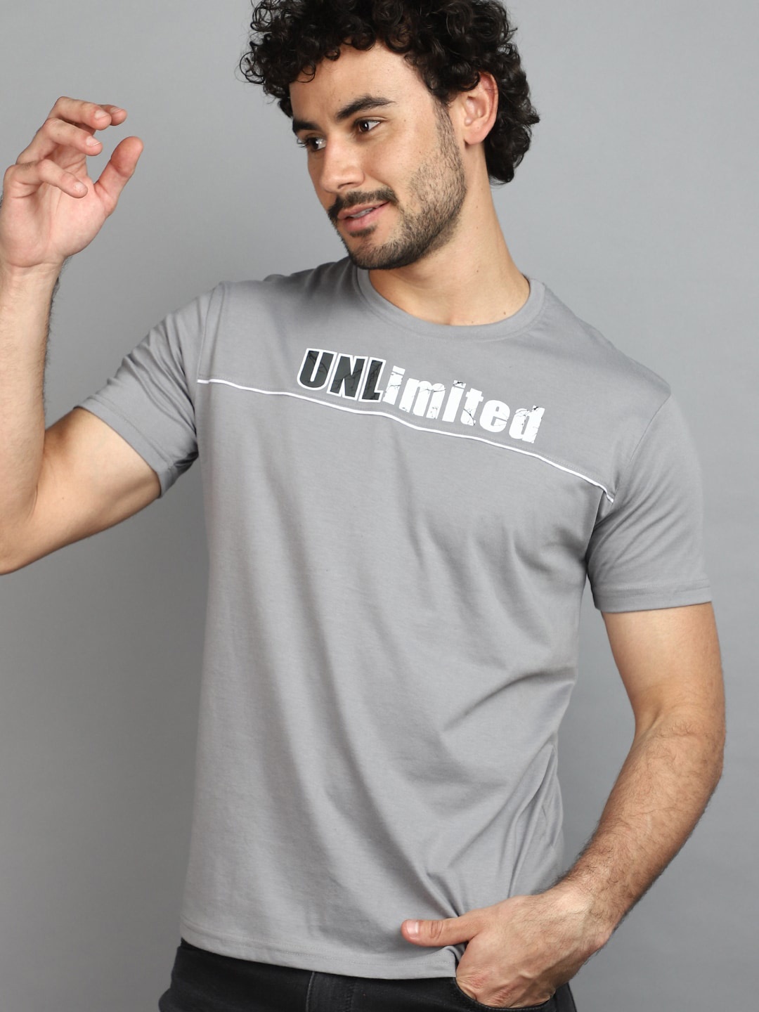 

V-Mart Typography Printed Round Neck T-shirt, Grey