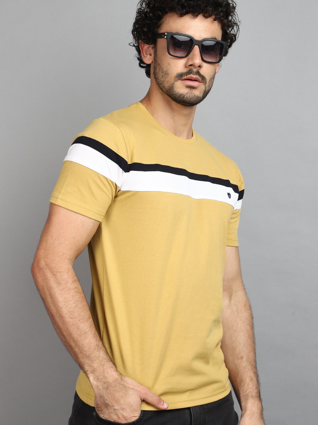 

V-Mart Colourblocked Polo Collar Cotton Slim Fit T-shirt, Yellow