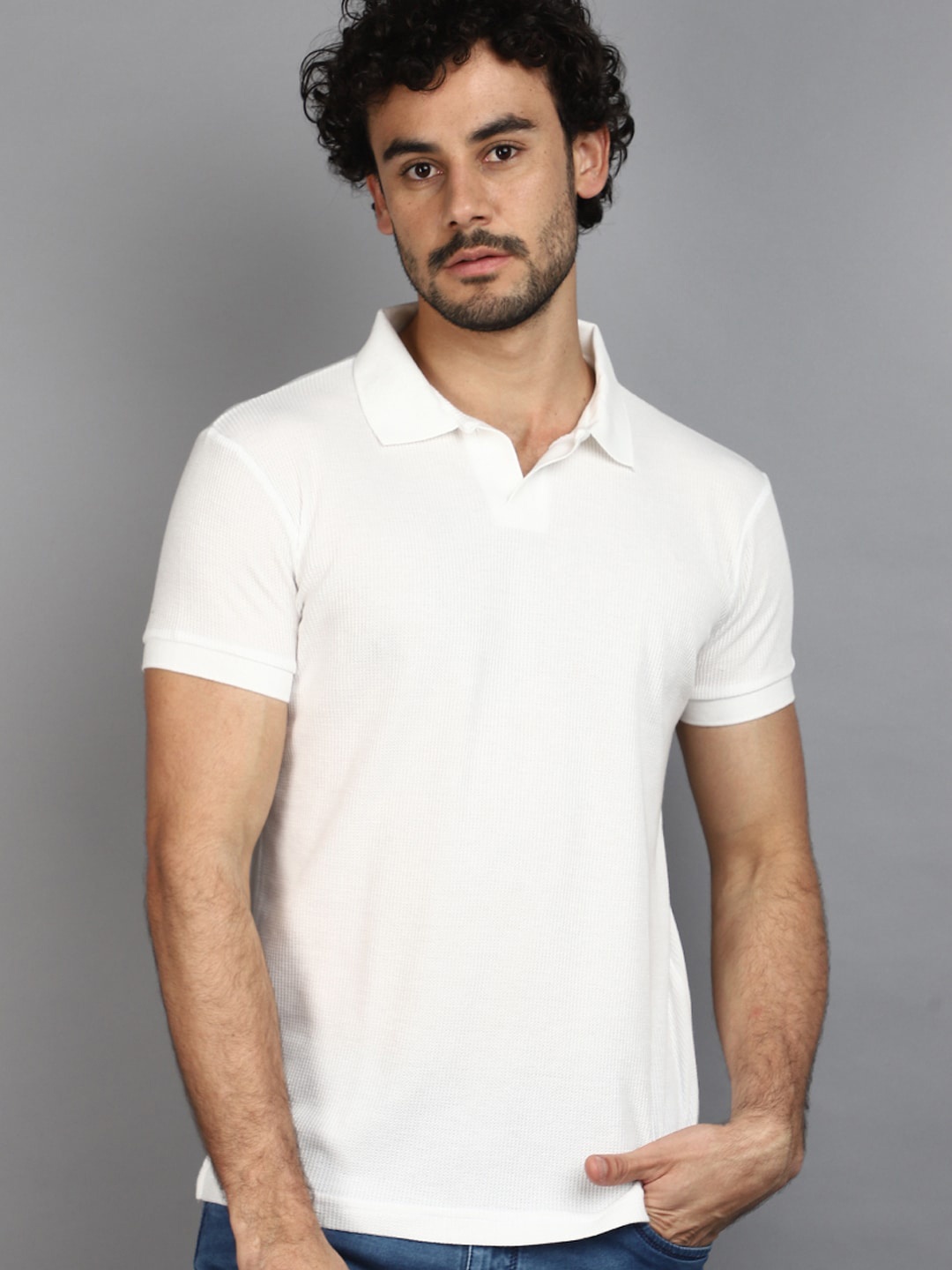 

V-Mart Polo Collar Short Sleeves Cotton T-shirt, Off white