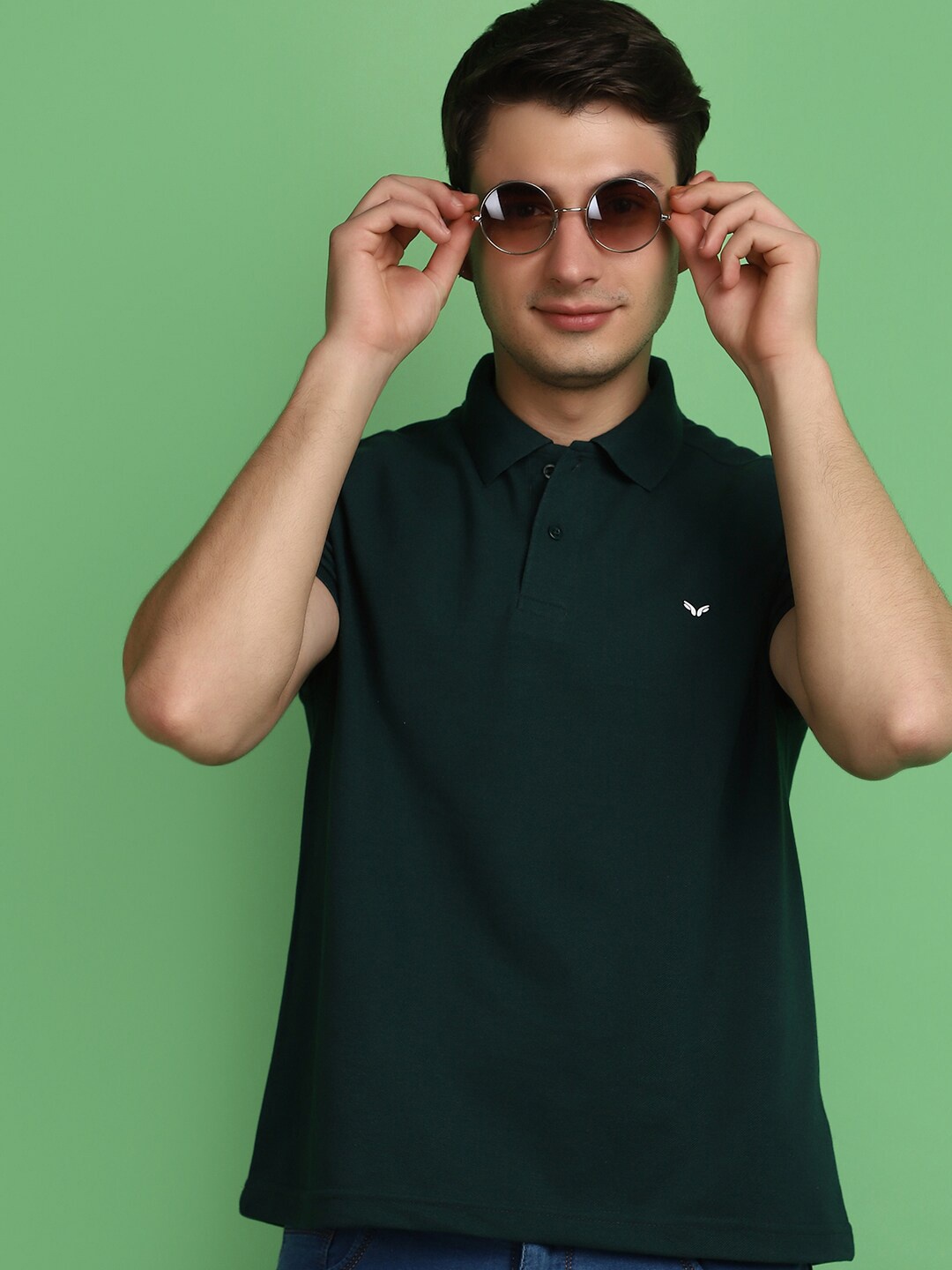 

V-Mart Polo Collar Cotton T-Shirt, Green