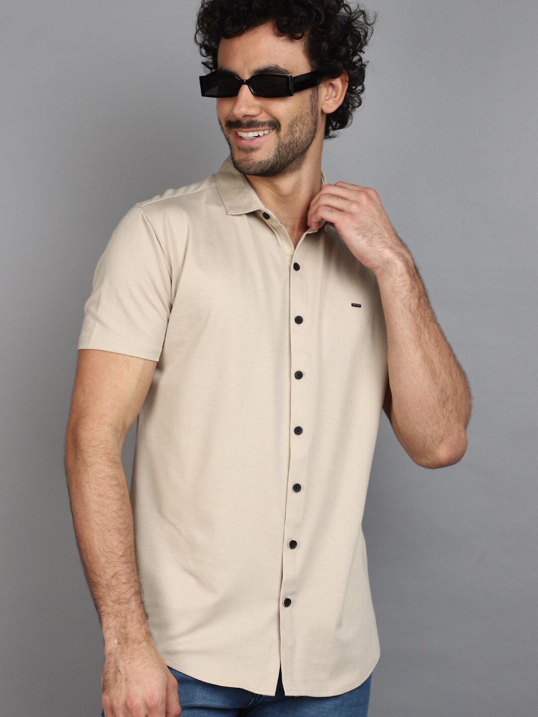 

V-Mart Polo Collar Cotton T-shirt, Beige