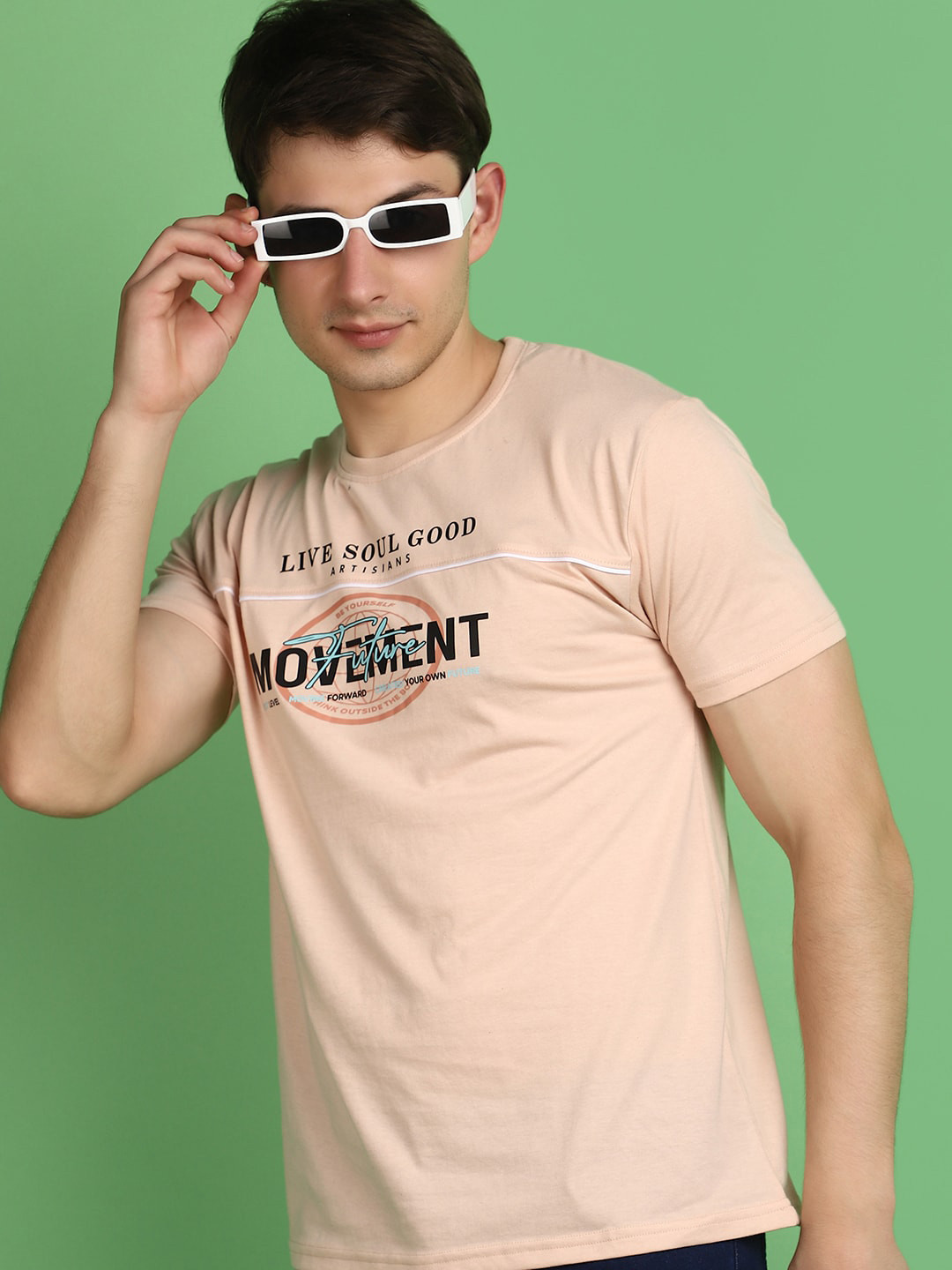 

V-Mart Typography Printed Round Neck Cotton T-shirt, Pink