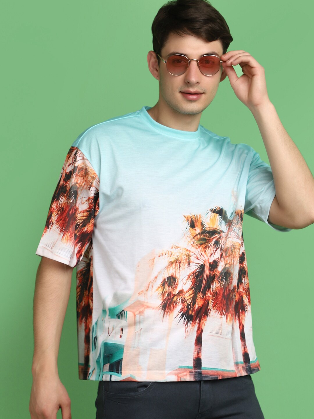 

V-Mart Floral Printed Round Neck T-shirt, Green