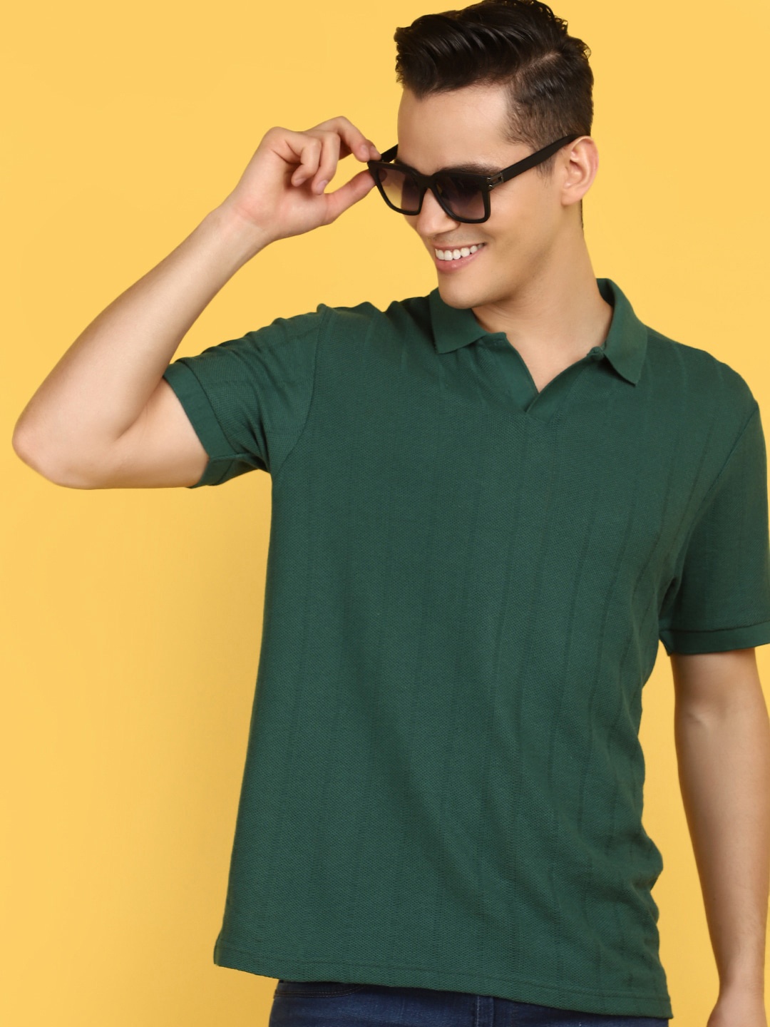 

V-Mart Polo Collar Cotton T-Shirt, Green