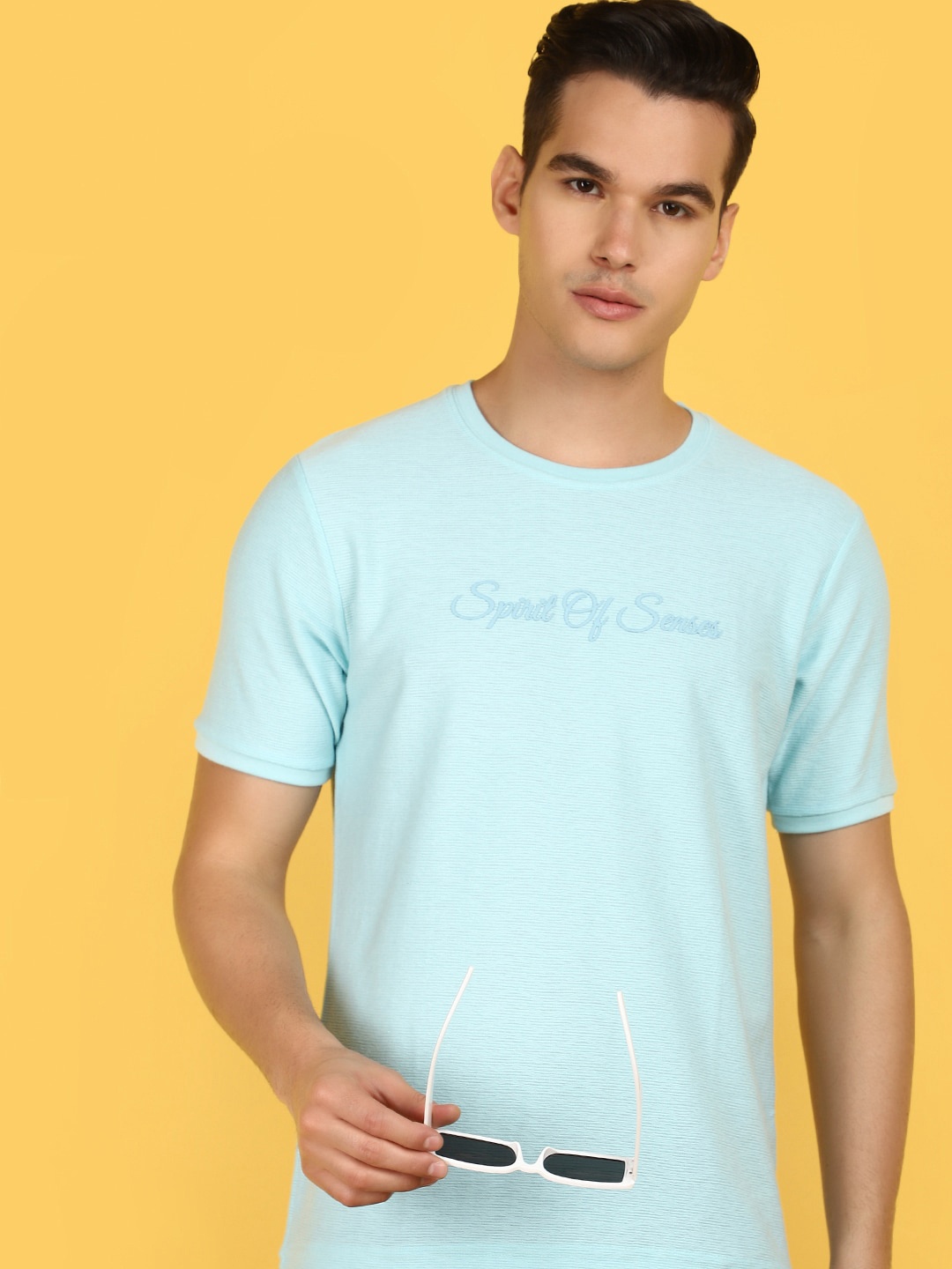 

V-Mart Typography Printed Round Neck Cotton T-shirt, Blue
