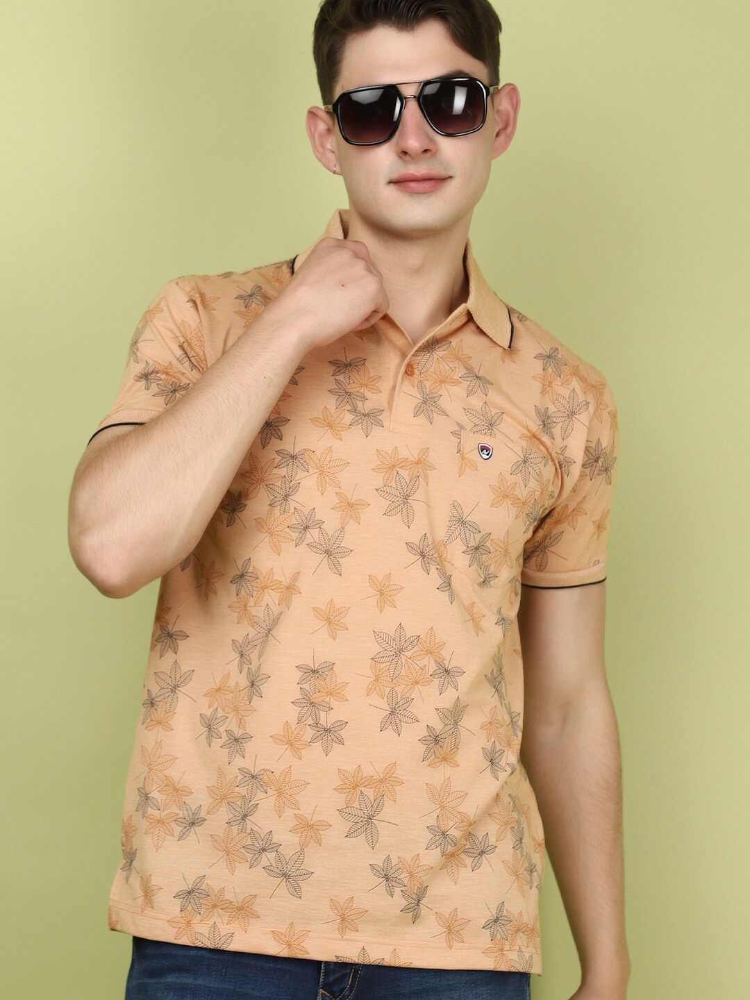 

V-Mart Floral Printed Polo Collar T-shirt, Orange