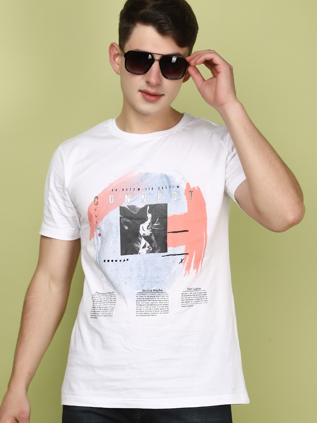 

V-Mart Round Neck Typography Printed Cotton Slim Fit T-shirt, White