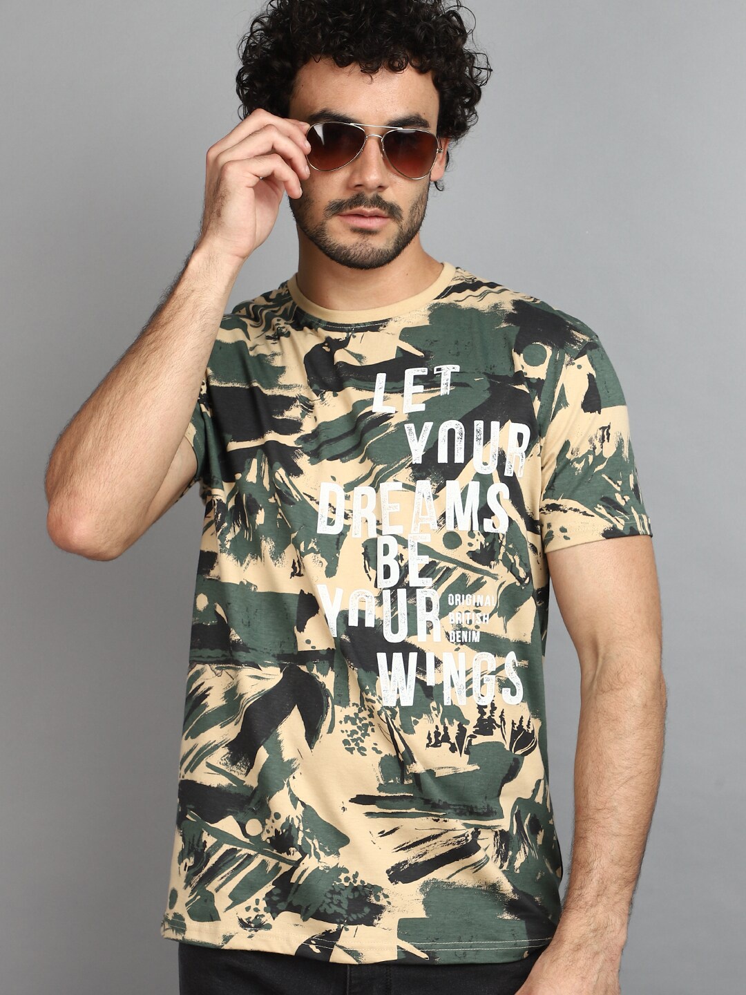 

V-Mart Typography Printed Short Sleeves Round Neck Cotton Casual T-Shirt, Green